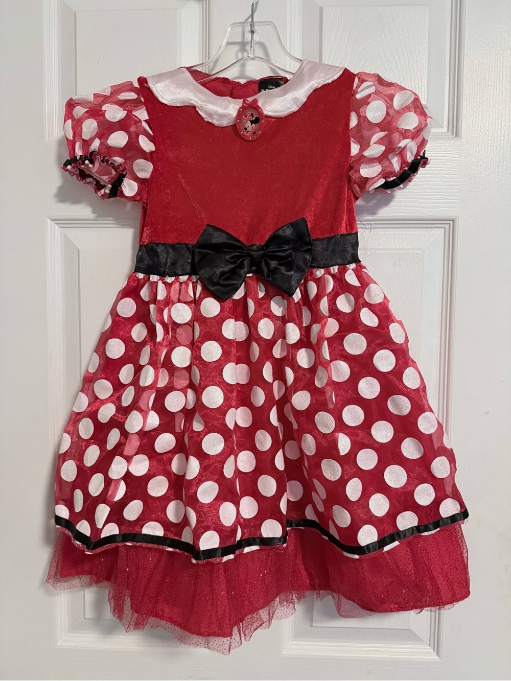 Disney Minnie Mouse Red White Sparkle Polka Dot Girl Halloween Costume Size 6